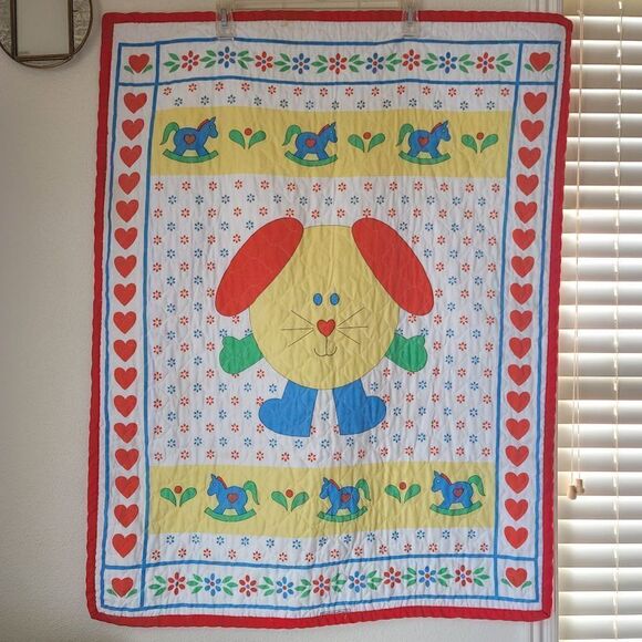 General Greetings Baby blanket vintage puppy dog ricking horse lightweight quilt - Picture 1 of 5